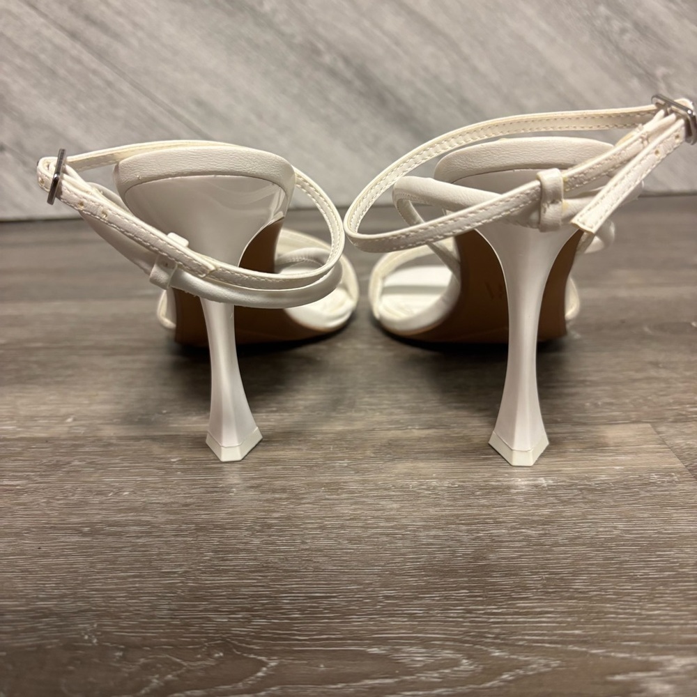 Zara White Strappy Heels In White Leather Size 40 - Picture 6 of 10